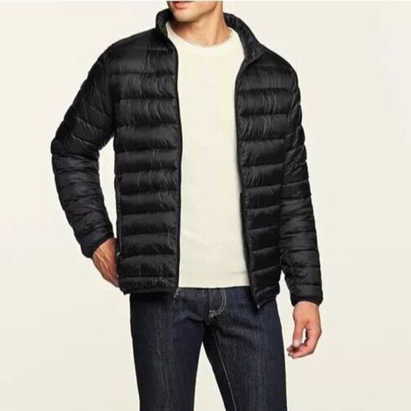 TSLA Men's Sz M Black Lightweight Packable Full Zip Accent Puffer Winter Jacket - Picture 16 of 16